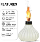 Deco Window Pack of 3 Table Torch for Indoor Outdoor Citronella Oil Tabletop Ceramic Lamp Landscape White Lantern with Fiberglass Wick & Cap for Patio Garden Yard Party Decor Light by GreenHaven Gardens