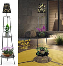 47.2'' Outdoor Metal Solar Floor Lamps with 2 Plant Stand Dragonfly Solar Lights Plant Stand Waterproof Solar Powered Outdoor Lantern Garden Decorative Light for Pathway Patio Porch Deck Yard by GreenHaven Gardens
