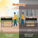 KING BIRD Raised Garden Bed with Legs & Double-Layer Storage Shelf, Galvanized Elevated Planter Box with Lockable Wheels for Backyard, Patio, Balcony, 400lb Capacity, Black, 48x24x38 in by GreenHaven Gardens