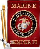 Breeze Decor HS108057-BO Marine Corps Americana Military Decorative Vertical Set, House Flag 28" x 40", Thick Fabric by GreenHaven Gardens