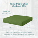 Codi Outdoor Seat Cushions for Patio Furniture 22x22 Inch, Waterproof Chair Cushion with Handles & Adjustable Straps, Fade Resistant - Set of 2, Green by GreenHaven Gardens