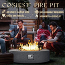 COSIEST 42 inch Outdoor Propane Fire Pit Coffee Table w Concrete Round Base Patio Heater, CSA Certified, 50,000 BTU Stainless Steel Burner, Free Lava Rocks, Rain Cover, Wind Guard, Tank Cover, Gray by GreenHaven Gardens