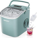 EUHOMY Countertop Ice Maker Machine with Handle, 26lbs Per Day, 9 Ice Cubes Ready in 6 Mins, Auto-Cleaning Portable Ice Maker with Basket and Scoop, for Home/Kitchen/Camping/RV (Green) by CozyNest Decor