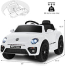 Costzon Ride on Car, 12V Licensed Volkswagen Beetle Battery Powered Vehicle w/Remote Control, Spring Suspension, Lights, USB, Horn, Music, 4 Wheeler for Boy Girl Gift, Electric Car for Kids, White by TinyTreasures Baby Boutique