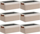 GhvyenntteS Small Fabric Storage Bins 6 Pack, 11.8" x 7.87" x 5.11" Storage Basket with Leather Handles, Closet Storage Bins for Shelves, Storage Baskets for Shelves, DVD Storage (Pink/White) by CozyNest Decor