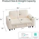 LINSY HOME Loveseat Sofa with Storage - Comfy Plush Corduroy 2 Seater Sofa with USB Charging & Cup Holders, Deep Seat Love Seat for Small Spaces Living Room Bedroom Apartment, Beige by CozyNest Decor