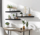 Wood Floating Shelves for Wall Decor, Rustic Wall Shelves for Bedroom Bathroom Kitchen Living Room, Set of 4 Black 24 Inch by CozyNest Decor