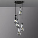 Bronze 5 Light Raindrop Chandeliers, Black Cluster Pendant Light Teardrop Dining Room Light Fixture Pendant Lights Kitchen Island, Hanging Ceiling Pendant Lighting for Entryway Living Room by CozyNest Decor