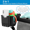 Accmor Stroller Cup Holder with Phone Holder, Universal Cup Holder, Bike Cup Holder, 360° Rotatable Large Caliber Drinks Holder for Stroller, Bike, Wheelchair, Walker by TinyTreasures Baby Boutique