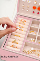 Girls Jewelry Box Earring Holder Organizer for Girls Earring Organizer Teen Jewelry Box Organizer for Girls Pink jewelry Boxes for Earrings Necklaces Rings Stud Earrings Box Organizers Teens by TinyTreasures Baby Boutique