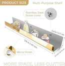 2 Pack 24 Inch Gold Reflective Acrylic Shelves, Gold Foating Shelves, Modern Sunglasses Essential Oil Picture Ledge Display Toy Storage Shelf by TinyTreasures Baby Boutique