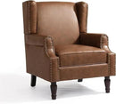 UIXE PU Leather High Back Accent Chair, Upholstered Armchair for Living Room, Retro Wingback Arm Chair Nailhead Trim Single Sofa Bedroom Reading Seat with Solid Wood Legs - Brown by CozyNest Decor
