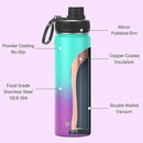 DRINCO Stainless Steel Water Bottle Spout Lid Vacuum Insulated Double Wall Water Bottle Wide Mouth (40oz 32oz 22oz 18oz 14oz) Leak Proof Keeps Cold or Hot (22 oz, 22oz Ombre Fuschia Teal) by CozyNest Decor