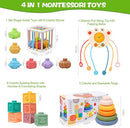 Montessori Toys for Babies 6-12 Months, 4 in 1 Soft Baby Teething Toys, Stacking Building Blocks & Rings for Infants, Sensory Bin Toy by TinyTreasures Baby Boutique