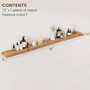 Floating Shelves for Wall Decor, Rustic Solid Elm Wood Live Edge Floating Shelves Wall Mounted, Wall Shelves with Invisible Bracket for Living Room Bathroom Bedroom Kitchen, 72 Inch, Natural by CozyNest Decor