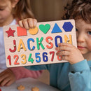 Personalized Name Puzzle for Kids, Personalized Baby Gifts Name Puzzles for Toddlers 1-3, 1st Birthday for Girls & Boys Wooden Alphabet & Shape Puzzle Montessor Toys for Kids by TinyTreasures Baby Boutique