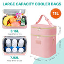 PIIOSER Breastmilk Cooler Bag with Ice Pack Fits 6 Baby Bottles Up to 9 Ounce, Insulated Baby Bottle Tote Bags, Double Layer Waterproof Leak-Proof with Shoulder Strap for Nursing & Working Mom (Pink) by TinyTreasures Baby Boutique