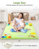 Baby Play Mat, 50''x50'' Playpen Mats with 4 Sensory Development Zones for Motor Skills, Unique Crawling Mats with Non-Slip Cushioned That Fits Nicely into Any Playroom, Green by TinyTreasures Baby Boutique