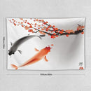 Japanese Koi Fish Tapestry, Cherry Blossoms Asian Oriental Flower Branch Koi Fish Carp Tapestries Wall Hanging for Bedroom Living Room Office Decor 60"x40" by CozyNest Decor
