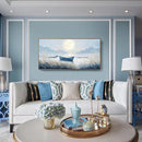 amatop Large Framed Wall Art Bedroom Living Room Decor Blue Boat Moonlight Coastal Seascape Picture Landscape Decorative Canvas Print Tranquil Night Ocean Lake Scene Artwork Nautical Wall Decor 48x24 by CozyNest Decor