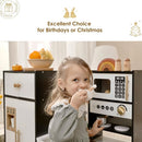 Interactive Wooden Play Kitchen for Kids 3+ Realistic Stove Sounds & Ice Maker Pretend Playset with 12 Kitchen Accessories Montessori Toy by TinyTreasures Baby Boutique