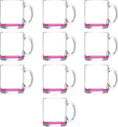 Libbey Clear Glass Coffee Mugs 13 oz. Set of 10, Bulk Pack - Perfect for Coffee, Tea, Espresso, Hot Cocoa, Other Beverages - Pink Bottom by TinyTreasures Baby Boutique