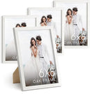 HAUS AND HUES 6x8 White Oak Wooden Picture Frame - Set of 4 6x8 Poster Frame - Premium Oak, Vertical Hang, Shatterproof Plexiglass - Ideal for Home, Room, Office (6x8-inch, White, Set of 4) by CozyNest Decor