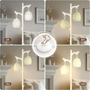 Scenekoy Rustic 68” Tall Floor Lamp with Rattan Shade, Retro Standing Lamp Tree Trunk Washed White Finish & Resin Body, Dimmable Corner Lamp with Bulb Prefer for Living Room Bedroom Home Decor by CozyNest Decor