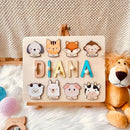 Personalized Name Puzzle for Kids, Personalized Baby Gifts Custom Name Puzzles for Toddlers 1-3 Animal Puzzle, Customized 1st Birthday for Girls & Boys Wooden Puzzle Montessor Toys for Kids by TinyTreasures Baby Boutique