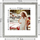 Vittanly 12x12 Picture Frames Set of 9, Shatter Resistant Plexiglass, Display 8x8 Pictures with Mat or 12x12 without Mat, Photo Frames for Wall Mount, Engineered Wood, Grey by CozyNest Decor