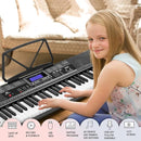 Piano Keyboard, Electric Keyboard Piano with light-Up Key, 255 Tones & Rhythms, Smart Learning System, Headphone/Mic, Stand, Bench, 61 Key Piano Keyboard for Beginners, Kids (Black-1) by TinyTreasures Baby Boutique