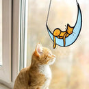 BOXCASA Sleeping Cat Stained Glass Windown Hanging,Orange Cat on Moon Beautiful Handcrafted Sun Catcher Gifts for Daughter,Mothers Day,Christmas and Cat Lover by GreenHaven Gardens
