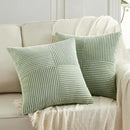 Fancy Homi 2 Packs Sage Green Samll Decorative Throw Pillow Covers 12x12 Inch with for Couch Bed Sofa, Rustic Farmhouse Boho Home Decor, Soft Corss Patchwork Corduroy Square Cushion Case 30x30 cm by CozyNest Decor