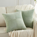 Fancy Homi 2 Packs Sage Green Decorative Throw Pillow Covers 18x18 Inch for Living Room Couch Bed Sofa, Farmhouse Boho Home Decor, Soft Corss Corduroy Patchwork Textured Square Cushion Case 45x45 cm by CozyNest Decor