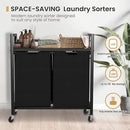Laundry Hamper, Laundry Basket, Laundry Sorter with 2 Removable Bags, Clothes Basket with 2 Compartments, Wheels, Shelf for Laundry Room Bathroom Bedroom (2 Bags-Black) by CozyNest Decor