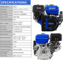 BILT HARD 420cc 15HP Gas Engine with Electric Start, Horizontal Shaft 4 Stroke OHV Gas Motor, Gas Powered Multi-Use Engine by GreenHaven Gardens