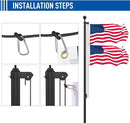 Flag Pole Kit 20FT, 12 Gauge 1.8mm Thickness Heavy Duty Flag Poles with 3x5 American Flag, Black Flag Pole for Outdoor House In Ground, Extra Thick Flagpoles Suitable for Yard and Garden by GreenHaven Gardens