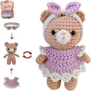 LoopMap Crochet Kit for Beginners - DIY Amigurumi Bear with Removable Dress & Accessories - Step-by-Step Video Tutorials, Extra Yarn, Crochet Tools, Handmade Gift for Kids & Adults (Bear K01, Purple) by TinyTreasures Baby Boutique