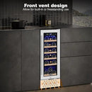 Tylza 12" Wine Cooler Refrigerator, 18 Bottle Wine Fridge Built-in or Freestanding with Stainless Steel & Double-Layer Tempered Glass Door, Compressor Fast Cooling, Low Noise and No Fog, Mini Fridge by CozyNest Decor
