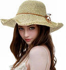 Womens Straw Beach Sun Hats, Foldable Packable Floppy Handmade Crochet Hats for Women,Large Summer Vacation Wide Brim Hat by GreenHaven Gardens