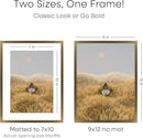 Homeforia 9x12 Frame Bronze, High End Metal 9 x 12 Brass Picture Frames with Mat 7 by 10 inch Photo, 9by12 Poster Frame Matted to 7x10, 12x9 Wall or Tabletop Frames, Tempered Glass, Wall Kit, Set of 1 by CozyNest Decor