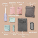 Upgraded Postpartum Recovery Essentials Kit for Women, Nursing Gown, Luggage Bags, Socks, Peri Bottle, Cooling Spray, Disposable Underwear, Postpartum Pads, Hot&Cold Packs, Cooling Liners by TinyTreasures Baby Boutique
