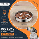 Slow Feeder Dog Bowls with Non-Slip Bottom Stainless Steel Metal Slow Feeing Bowls 3 Cups for Small Medium Dogs and Fast Eaters Slowing Down of Eating by CozyNest Decor