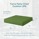Codi Patio Chair Cushions 19x19 Inch, Waterproof Seat Cushion for Outdoor Furniture with Handles & Adjustable Straps, Fade Resistant - Set of 2, Green by GreenHaven Gardens