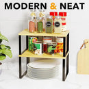 SpaceAid Cabinet Shelf Organizers 2 Pack, Kitchen Counter Rack Shelves Riser, Stackable Expandable Spice Rack, Pantry Cupboard Storage Organization (Black and Natural, Short) by CozyNest Decor