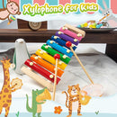 LovesTown Wooden Xylophone Musical Toy, 8 Rainbow Keys, 2 Mallets, Educational Instrument for Toddlers by TinyTreasures Baby Boutique