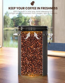 HAIOOU Large Coffee Canister, 38OZ Oversized Stainless Steel Coffee Bean Storage Container with Date Tracker, Measuring Scoop, CO2 Releasing Valves for Beans, Grounds and more - Gray by CozyNest Decor