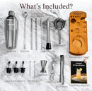 KITESSENSU Cocktail Shaker Set Bartender Kit with Stand | Bar Set Drink Mixer Set with All Essential Bar Accessory Tools: Martini Shaker, Jigger, Strainer, Mixer Spoon, Muddler, Liquor Pourers | Black by CozyNest Decor