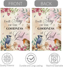 Religion Garden Flag I Will Sing of the Goodness of God Lawn Porch Bible Verse Decor Small Double Sided Burlap art Stained Glass Style Garden Flags 12 x 18 Inch for Outside by GreenHaven Gardens