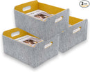 Welaxy Storage Baskets Collapsible Felt Storage bin Foldable Shelf Drawers Organizers for Kids Pet Toys magazine Books Clothes Closet Cabinet decluttering (Curry x 3) by TinyTreasures Baby Boutique